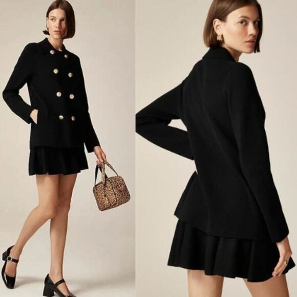 J. Crew Women's Warwick Merino Wool Blend Sweater Blazer CB927 Black Size M NWT - Picture 1 of 5
